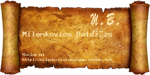 Milenkovics Balázs névjegykártya